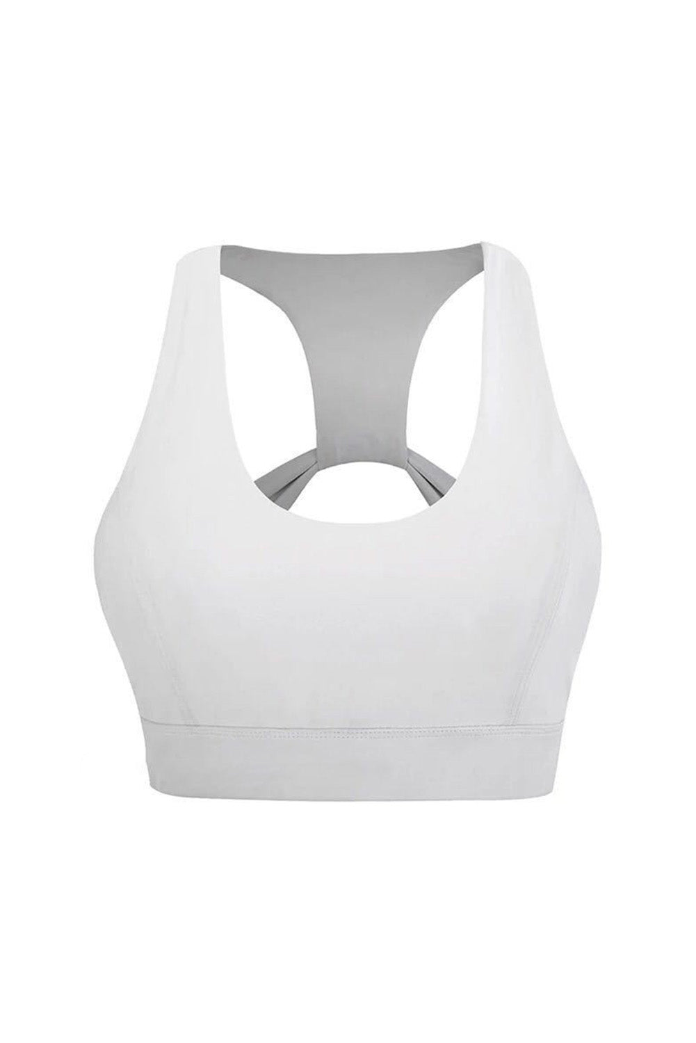 White Athletic Push Up Cut Out Wireless Sports Bra