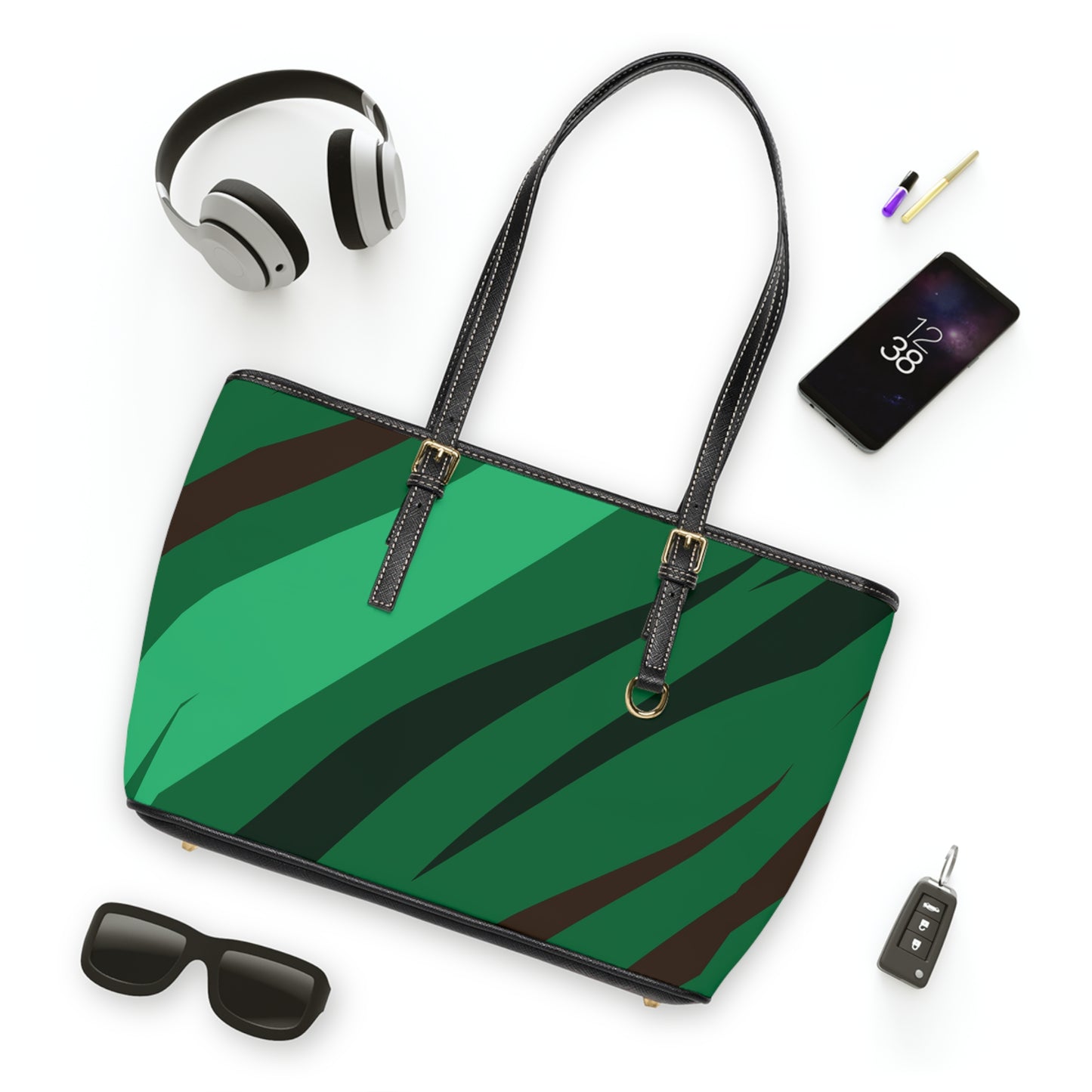 Green PU Leather Shoulder Bag