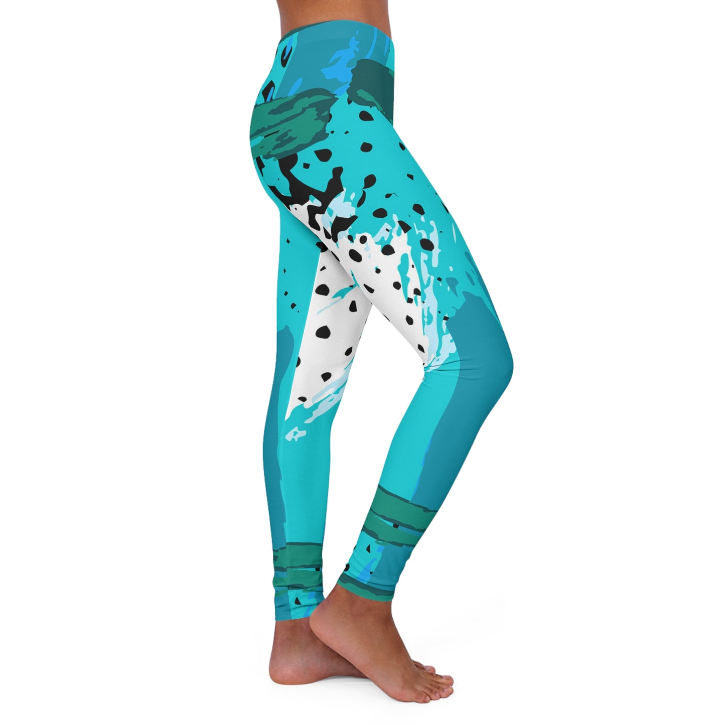 Turquoise Women's Spandex Leggings (AOP)