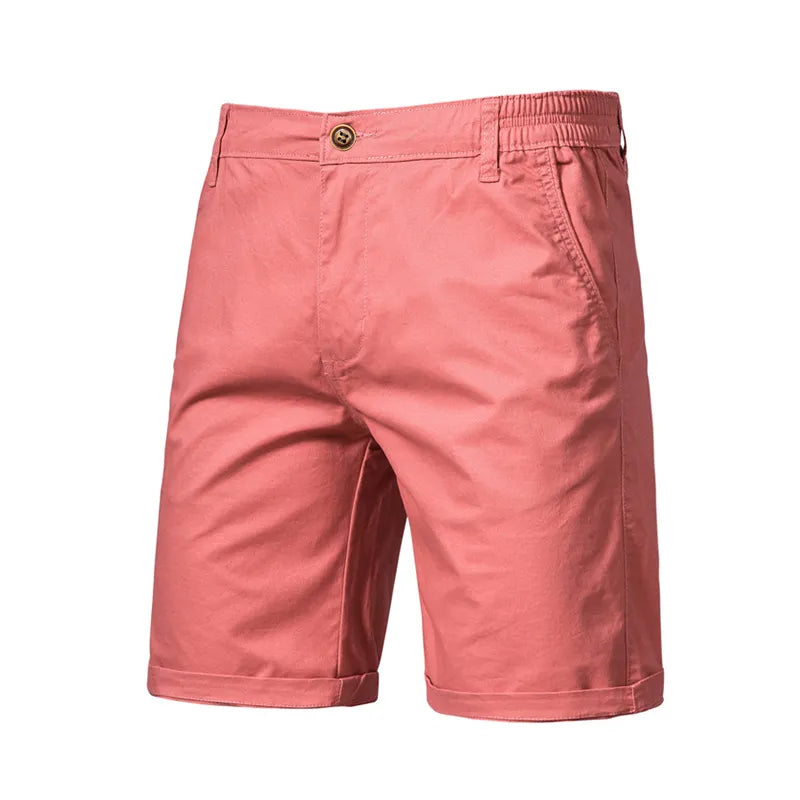 New Summer 100% Cotton Solid Shorts Men