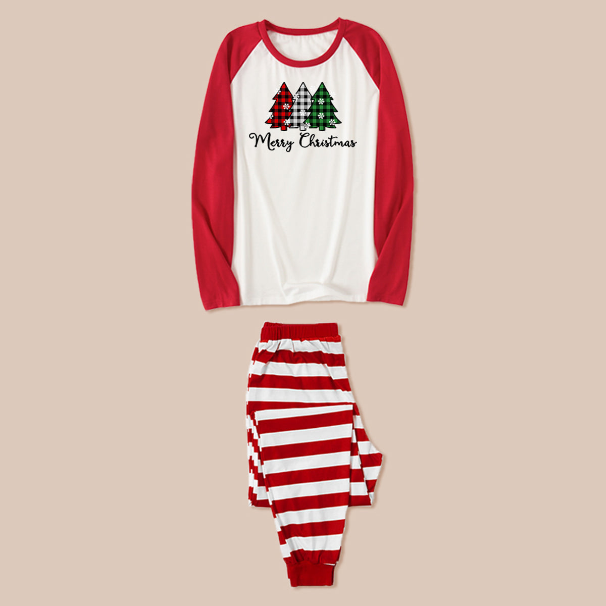 MERRY CHRISTMAS Graphic Top and Striped Pants Set