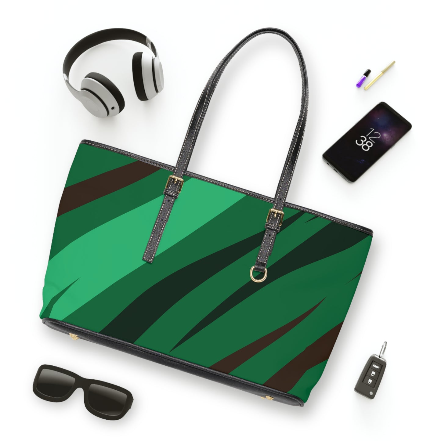 Green PU Leather Shoulder Bag