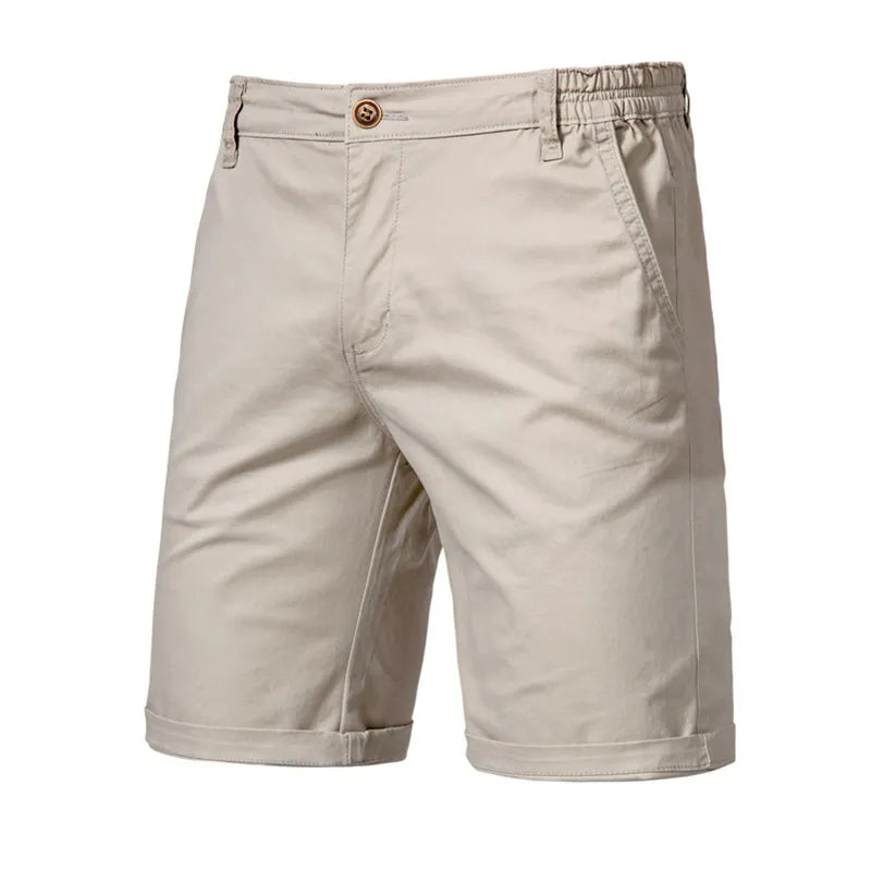 New Summer 100% Cotton Solid Shorts Men