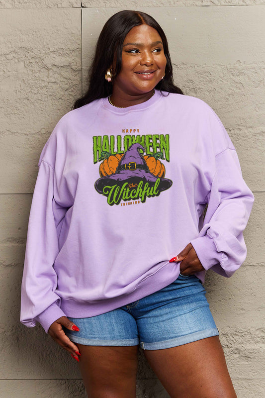 Simply Love Full Size Witch Hat Graphic Sweatshirt