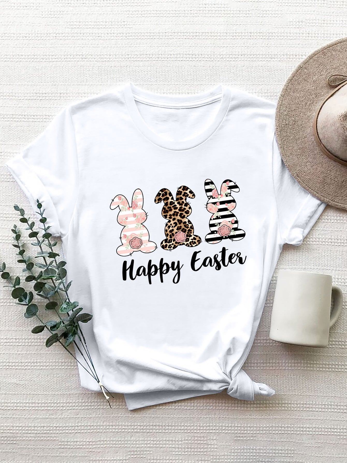 HAPPY EASTER Round Neck Short Sleeve T-Shirt