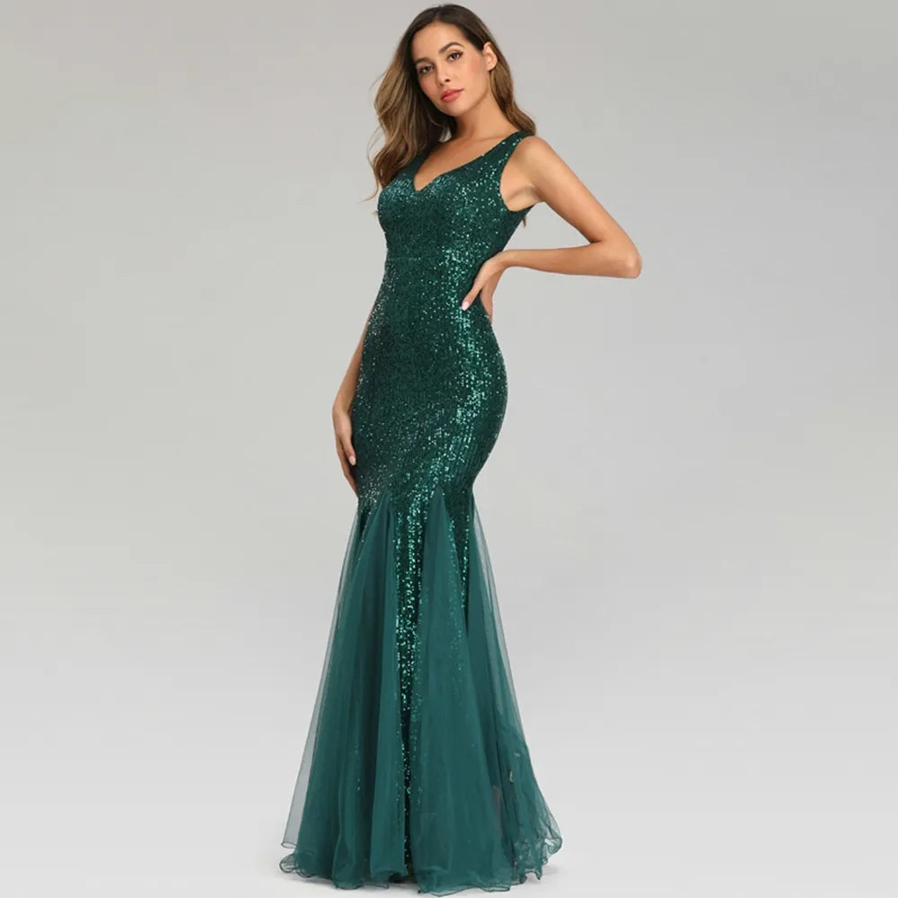 Neck Mermaid Dress With Shawl Long Formal Prom Party Gown