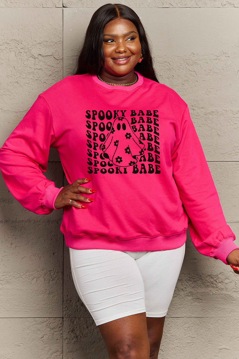 Simply Love Full Size SPOOKY BABE Graphic Sweatshirt