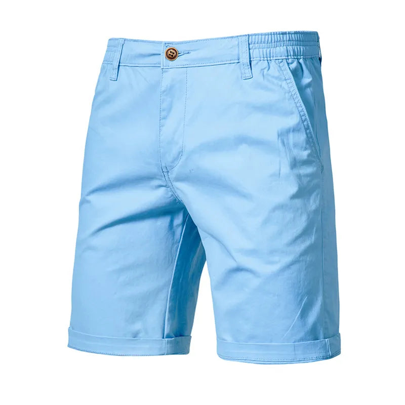 New Summer 100% Cotton Solid Shorts Men