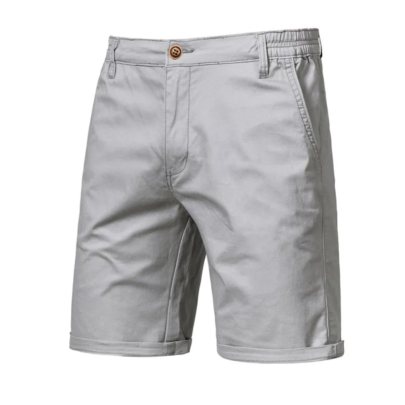 New Summer 100% Cotton Solid Shorts Men