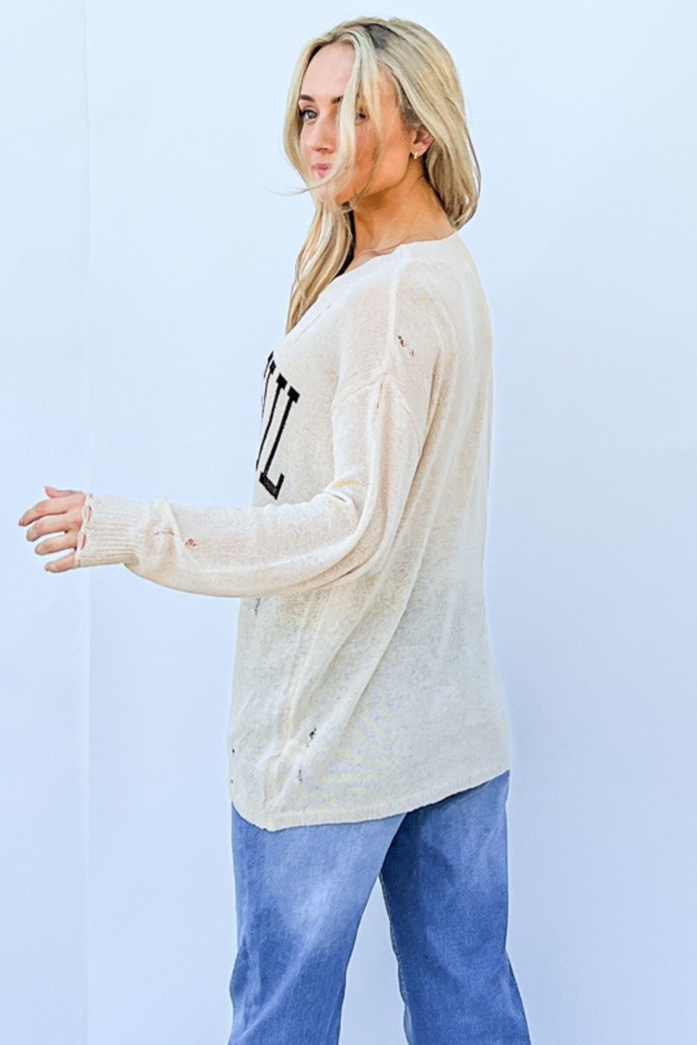 And The Why GRATEFUL Long Sleeve Knit Top - Creative Designs by Shanny