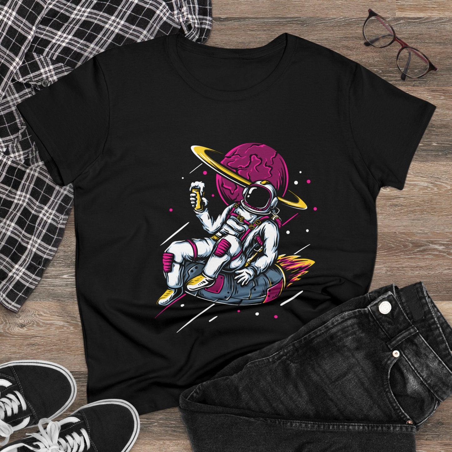 Astro Women's Midweight Cotton Tee - Creative Designs by Shanny