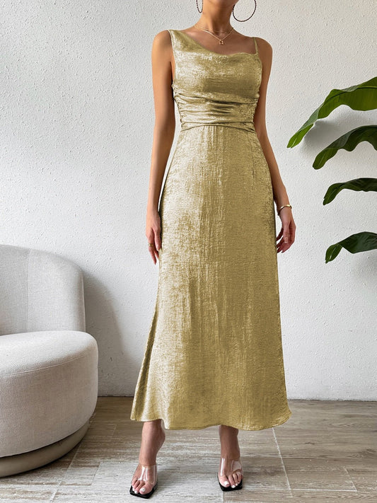 Asymmetric Neck Sleeveless Midi Dress - Creative Designs by Shanny