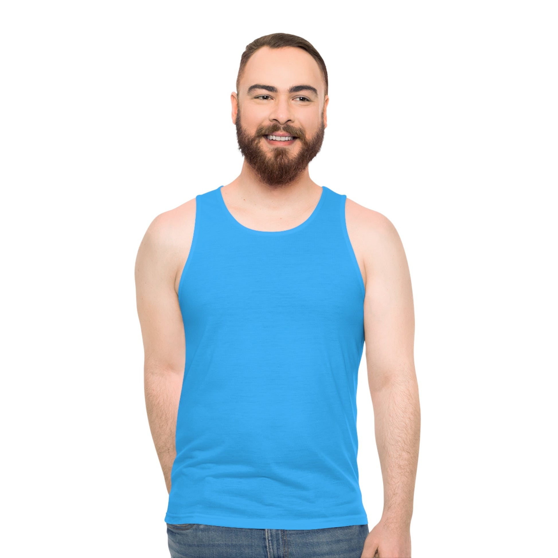 Baby blue Unisex Tank Top (AOP) - Creative Designs by Shanny