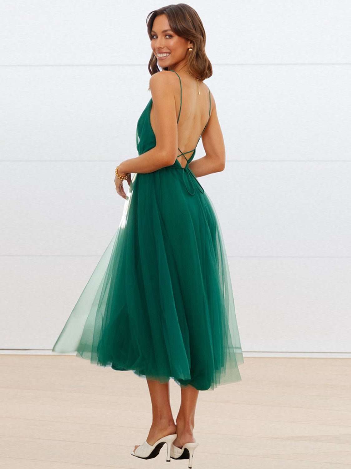 Backless Crisscross Sleeveless Midi Dress - Creative Designs by Shanny