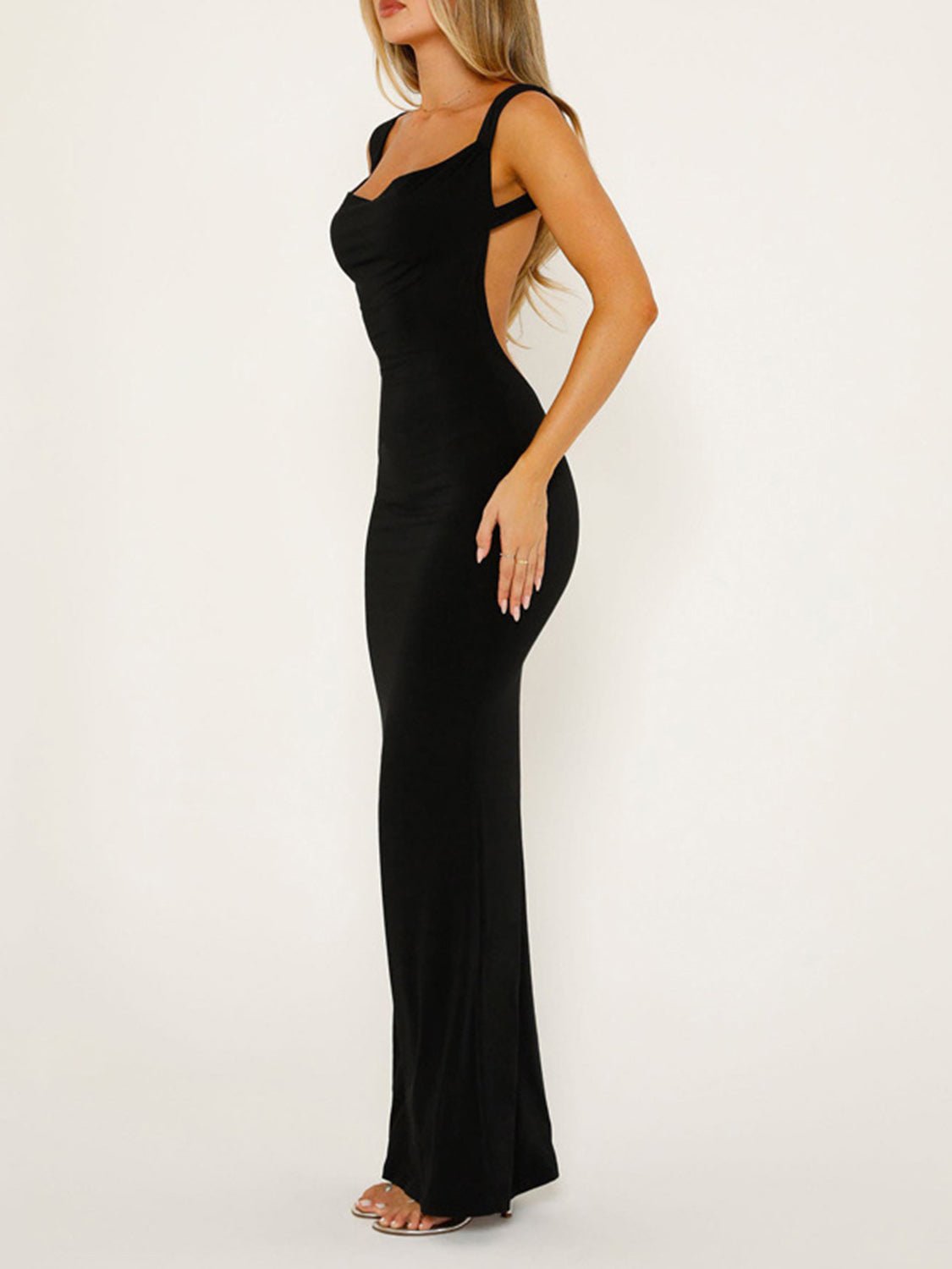 Backless Wide Strap Maxi Dress - Creative Designs by Shanny