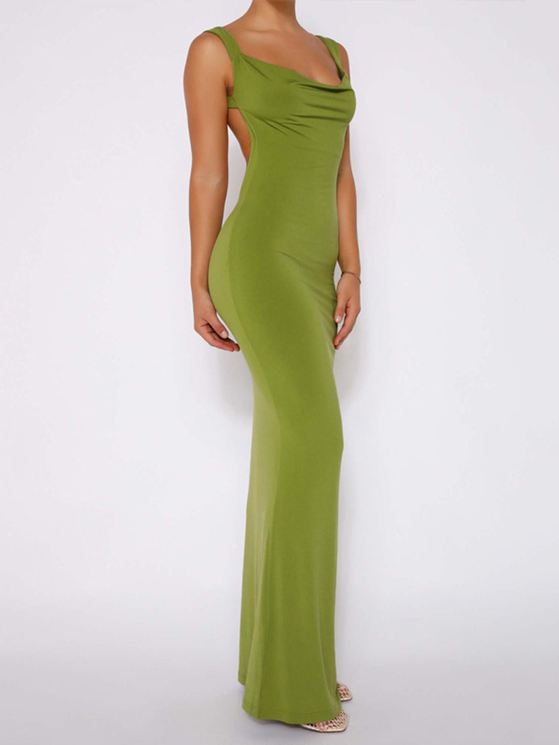 Backless Wide Strap Maxi Dress - Creative Designs by Shanny