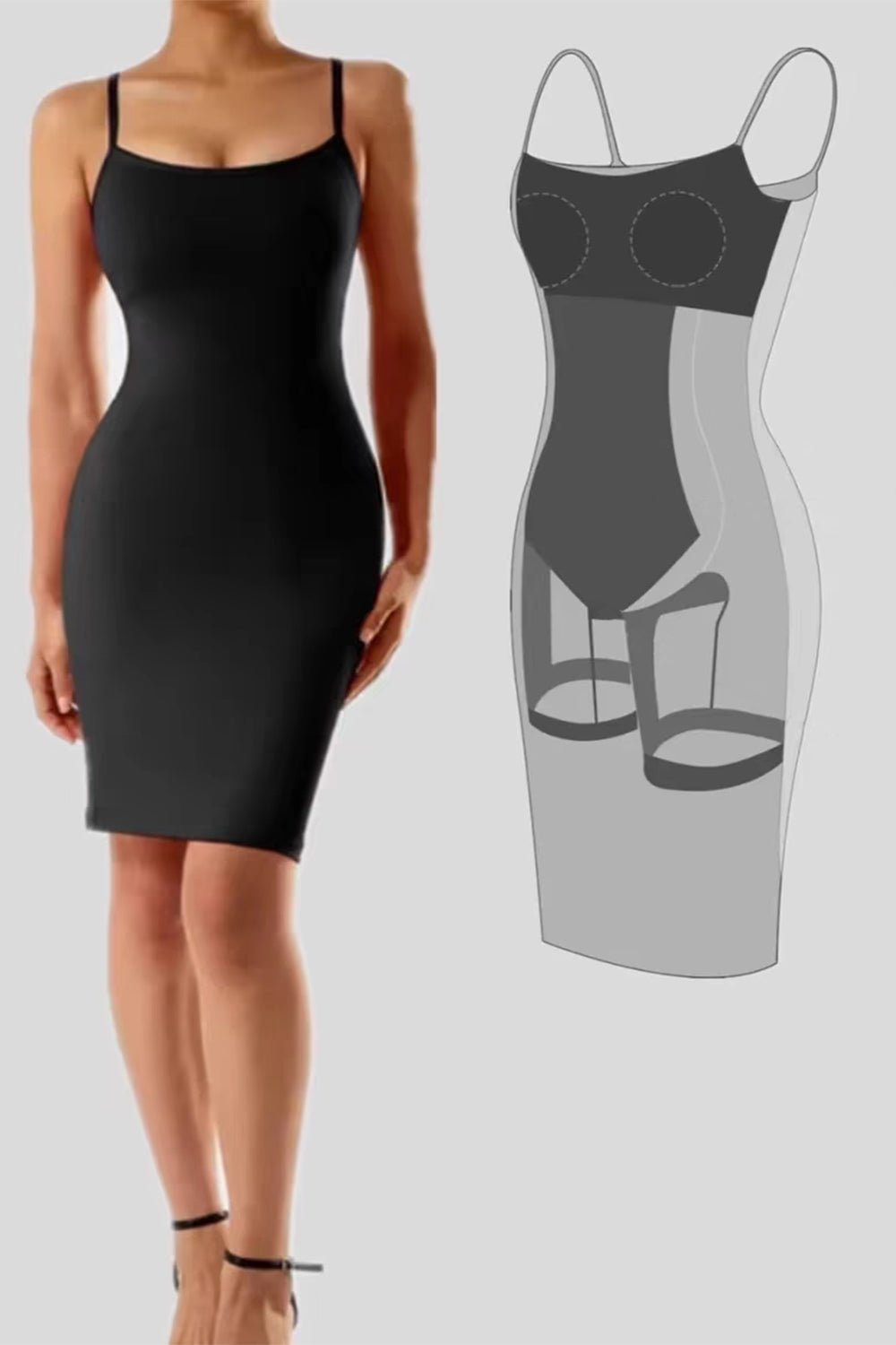 Basic Bae Full Size Built - In Shapewear Scoop Neck Sleeveless Dress - Creative Designs by Shanny