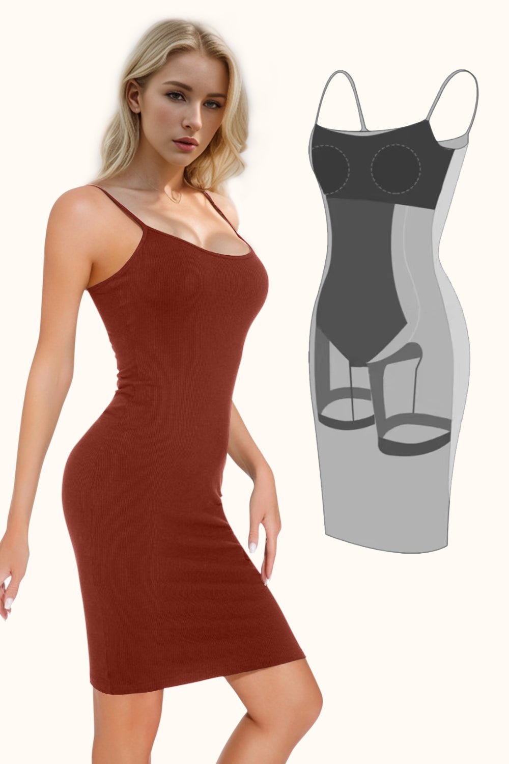 Basic Bae Full Size Built - In Shapewear Scoop Neck Sleeveless Dress - Creative Designs by Shanny