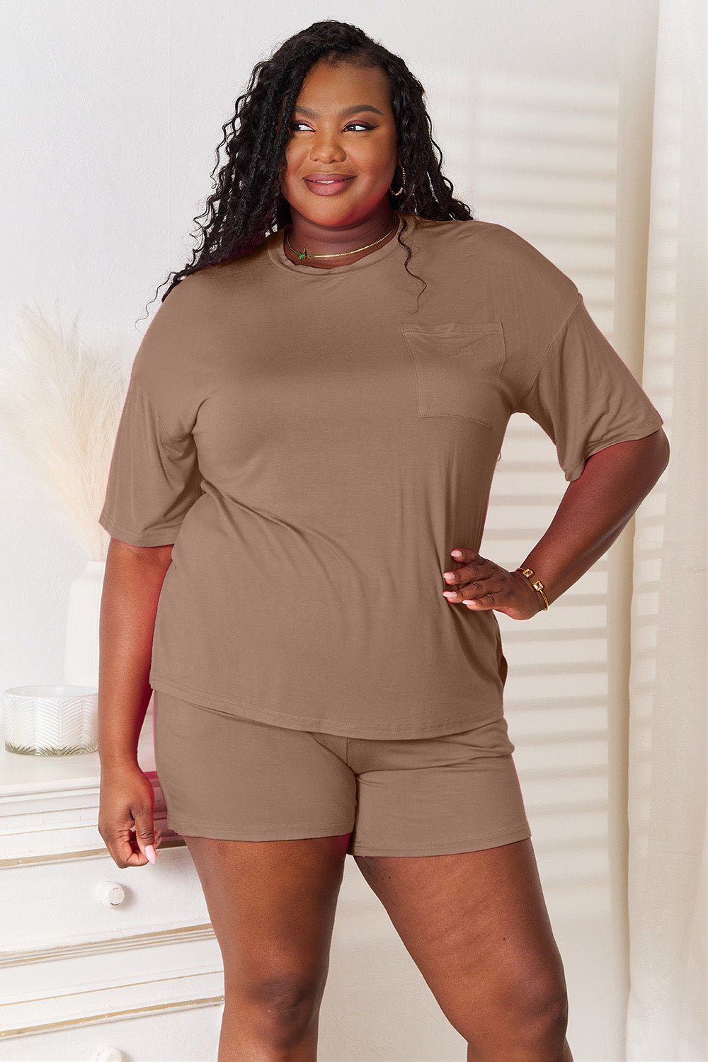 Basic Bae Full Size Soft Rayon Half Sleeve Top and Shorts Set - Creative Designs by Shanny