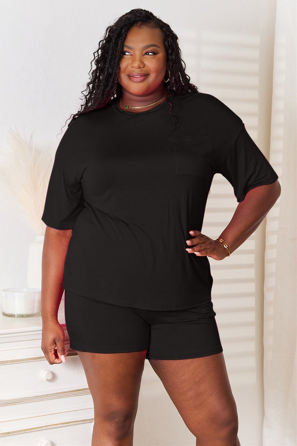 Basic Bae Full Size Soft Rayon Half Sleeve Top and Shorts Set - Creative Designs by Shanny