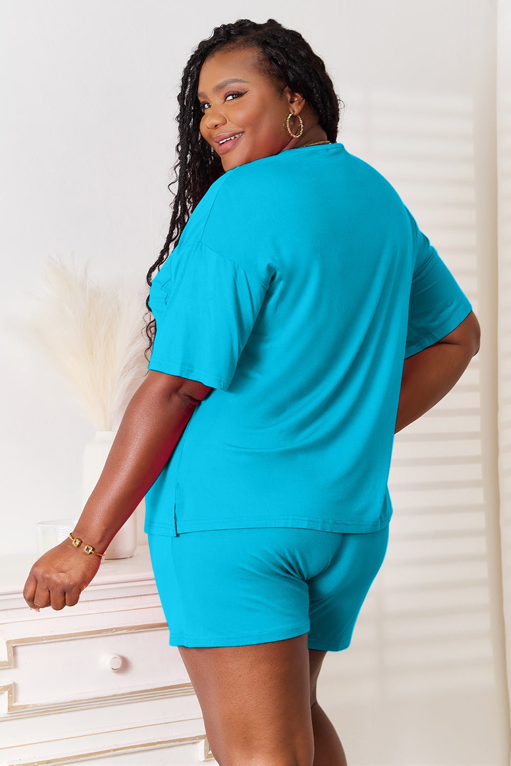 Basic Bae Full Size Soft Rayon Half Sleeve Top and Shorts Set - Creative Designs by Shanny