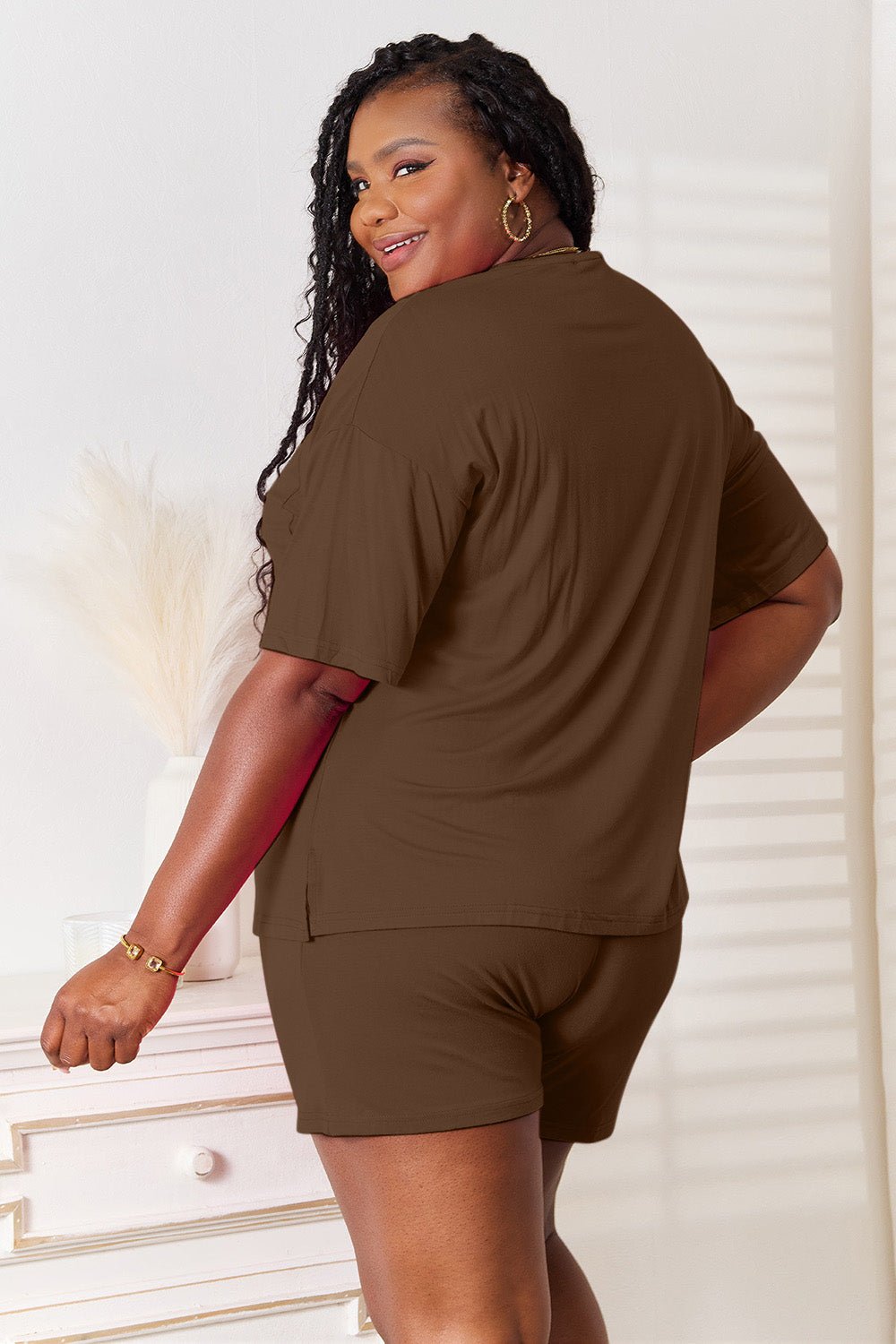 Basic Bae Full Size Soft Rayon Half Sleeve Top and Shorts Set - Creative Designs by Shanny