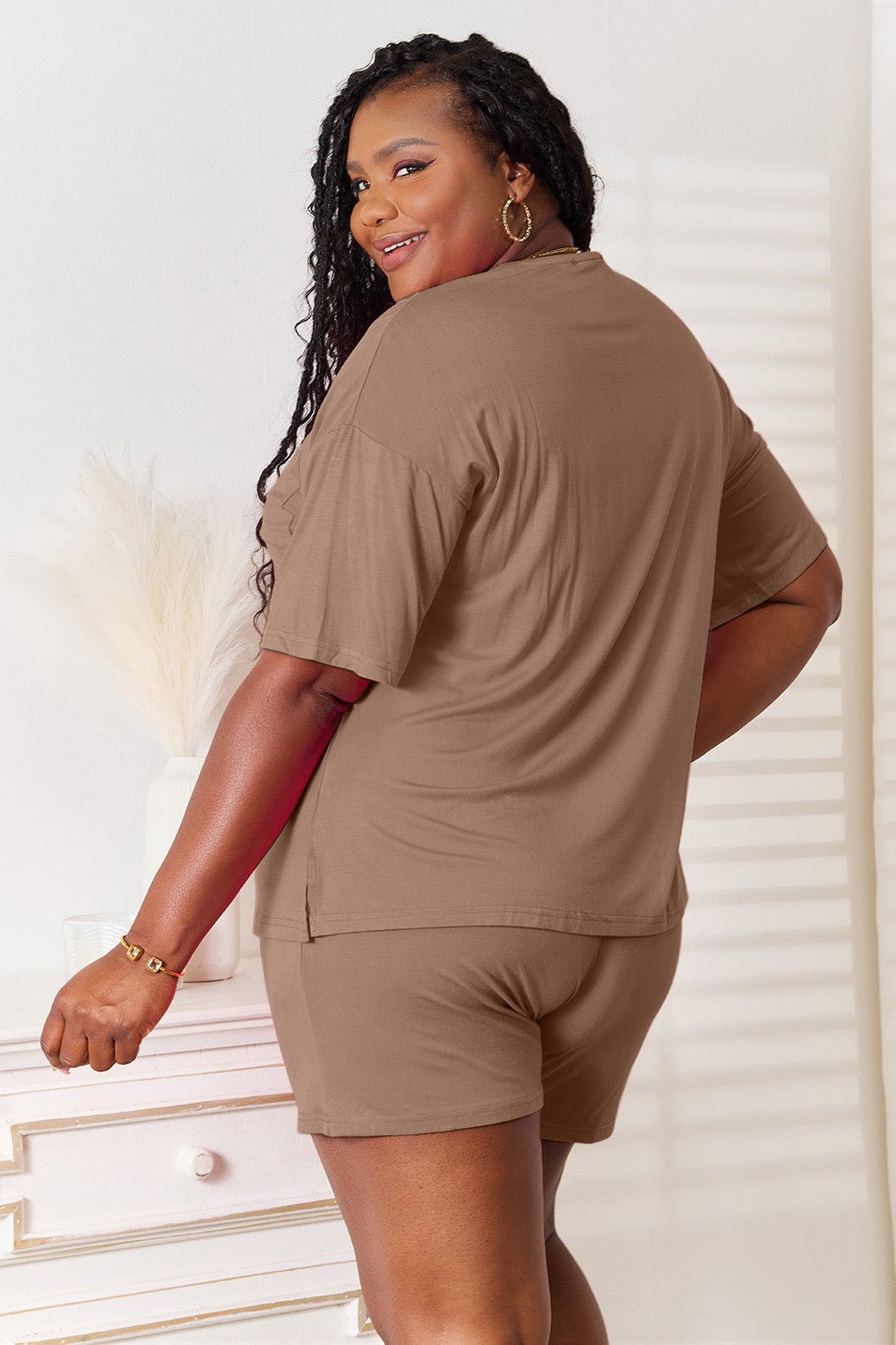 Basic Bae Full Size Soft Rayon Half Sleeve Top and Shorts Set - Creative Designs by Shanny