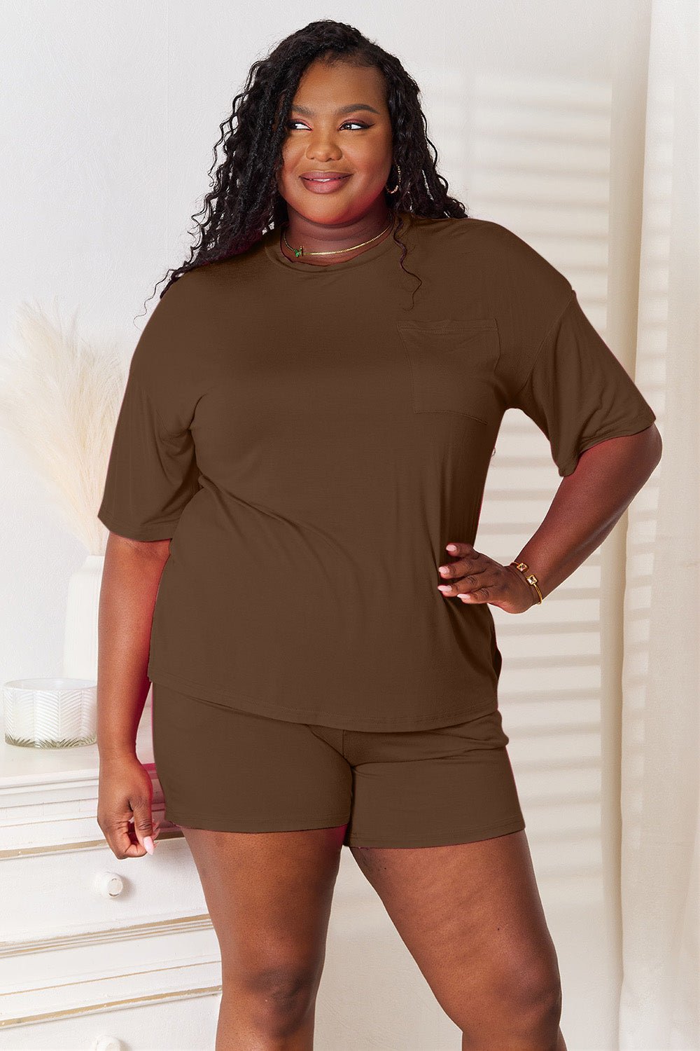 Basic Bae Full Size Soft Rayon Half Sleeve Top and Shorts Set - Creative Designs by Shanny