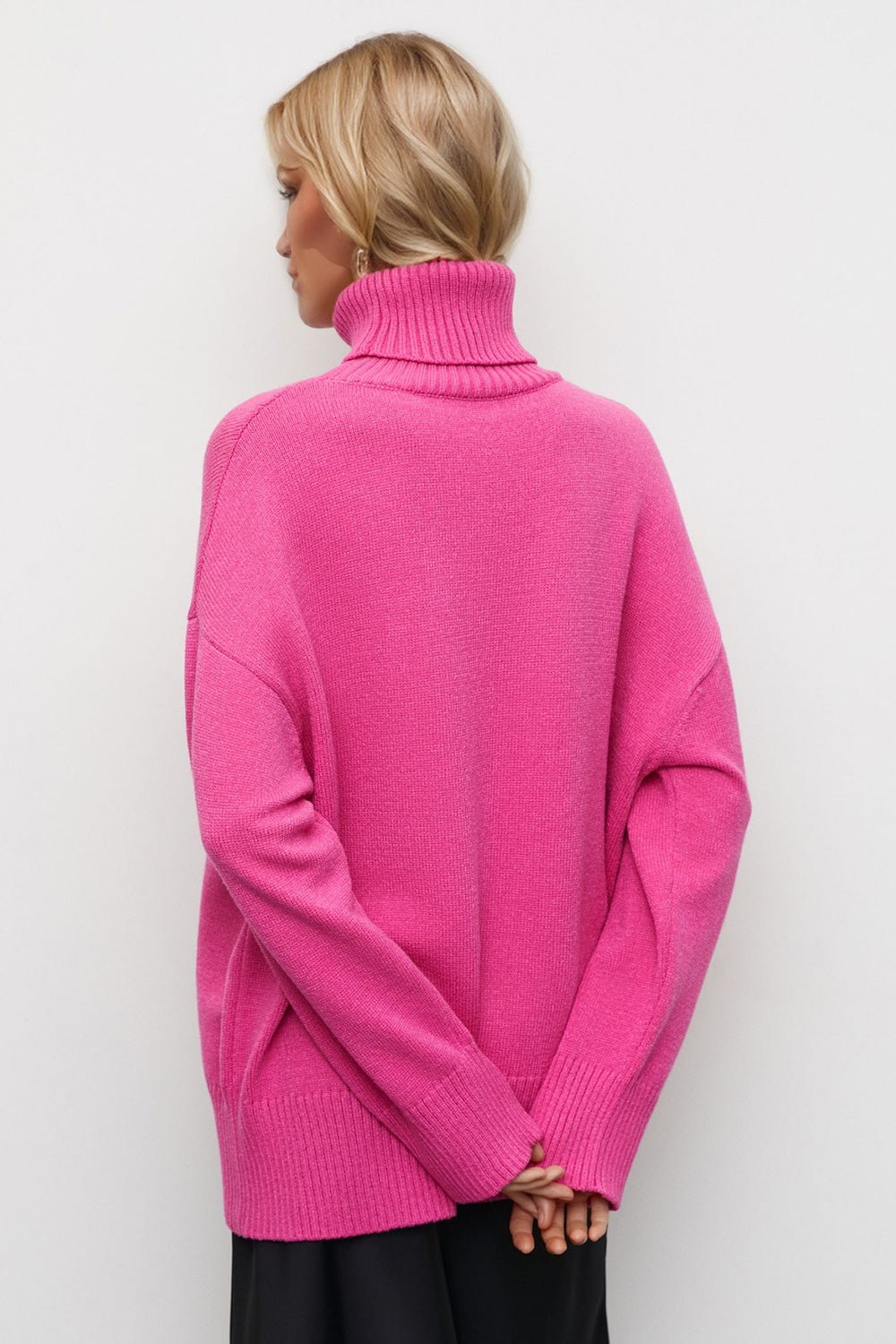 Basic Bae Turtleneck Dropped Shoulder Long Sleeve Sweater - Creative Designs by Shanny