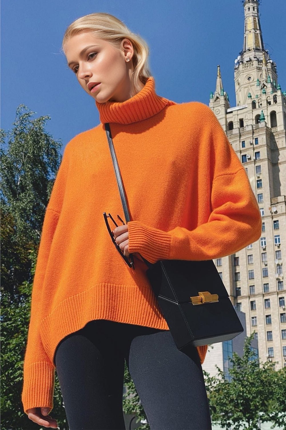 Basic Bae Turtleneck Dropped Shoulder Long Sleeve Sweater - Creative Designs by Shanny