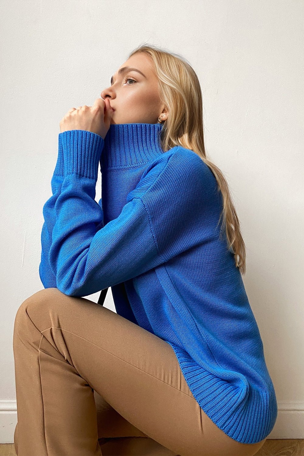 Basic Bae Turtleneck Dropped Shoulder Long Sleeve Sweater - Creative Designs by Shanny