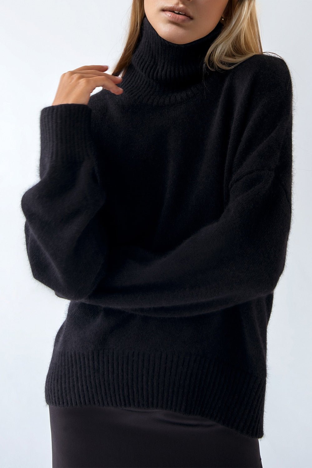 Basic Bae Turtleneck Dropped Shoulder Long Sleeve Sweater - Creative Designs by Shanny