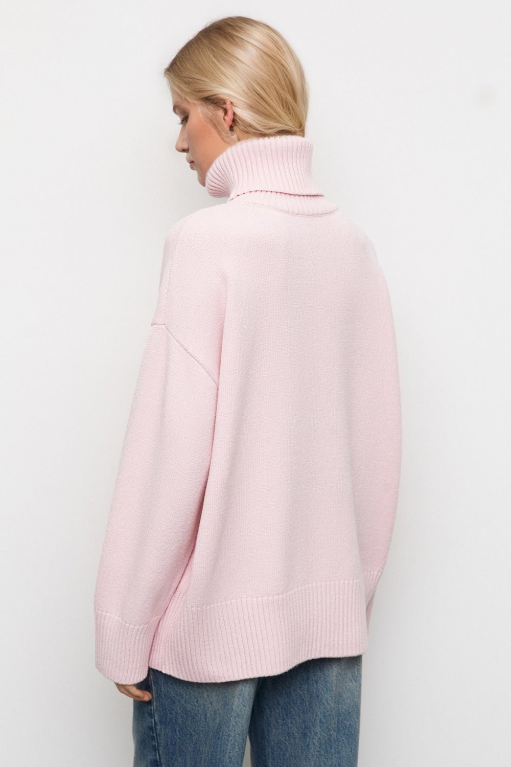 Basic Bae Turtleneck Dropped Shoulder Long Sleeve Sweater - Creative Designs by Shanny