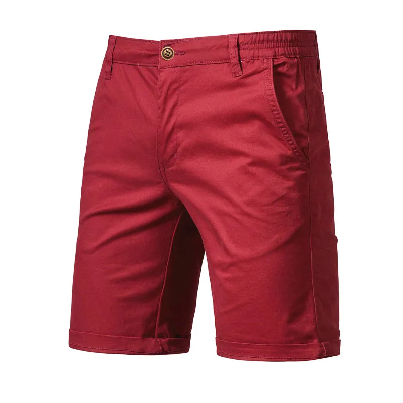 New Summer 100% Cotton Solid Shorts Men