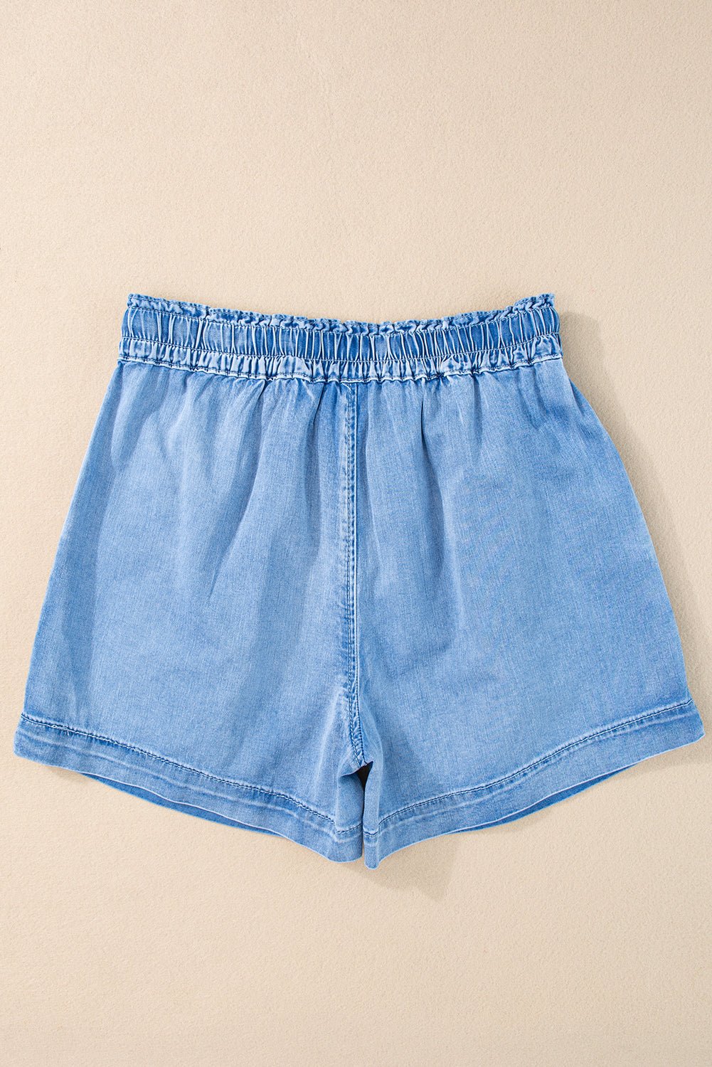 Beau Blue Casual Chambray Drawstring Shorts - Creative Designs by Shanny