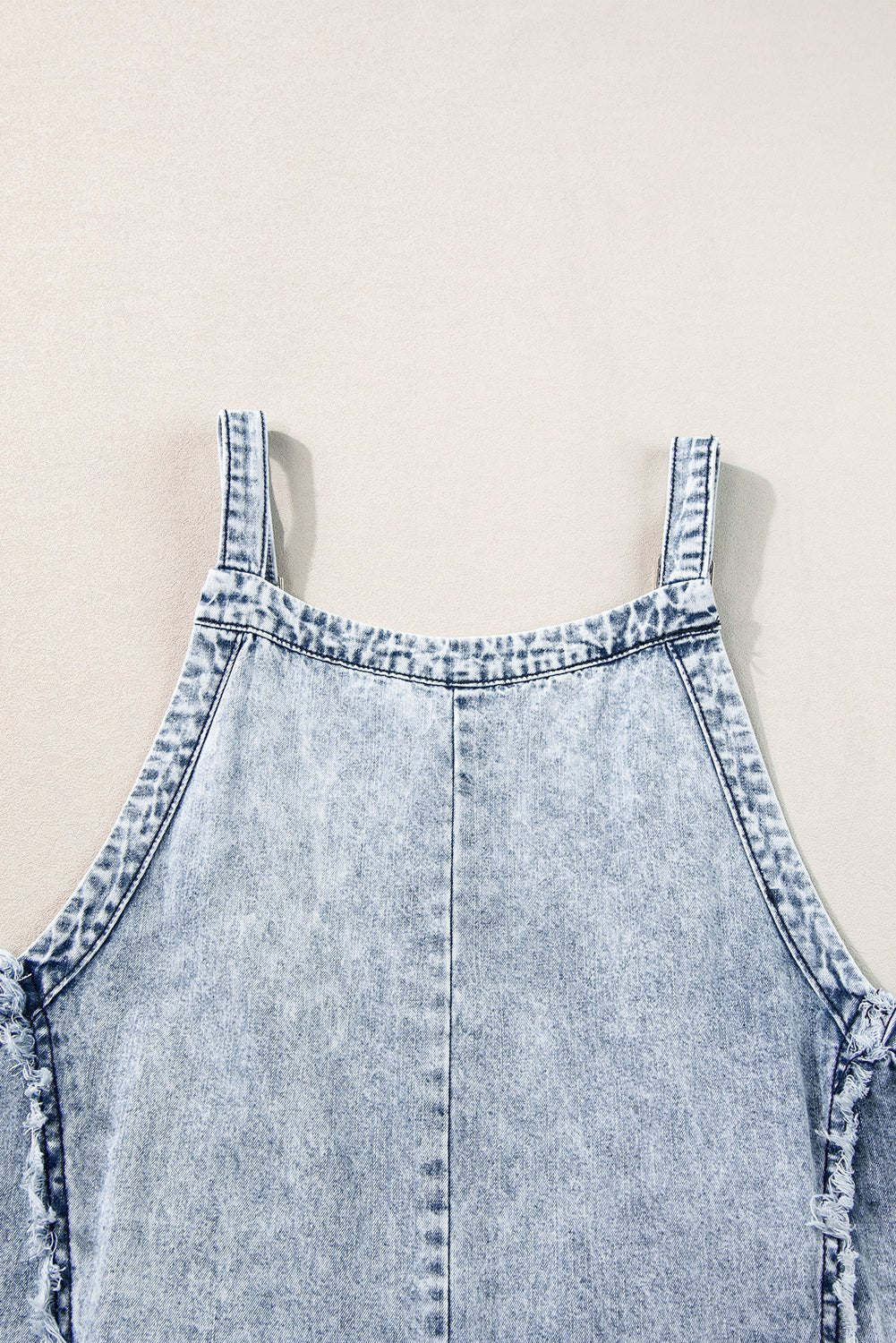 Beau Blue Light Wash Frayed Exposed Seam Wide Leg Denim Overall - Creative Designs by Shanny