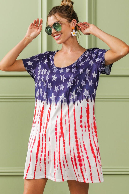 BiBi American Flag Theme Tee Dress - Creative Designs by Shanny