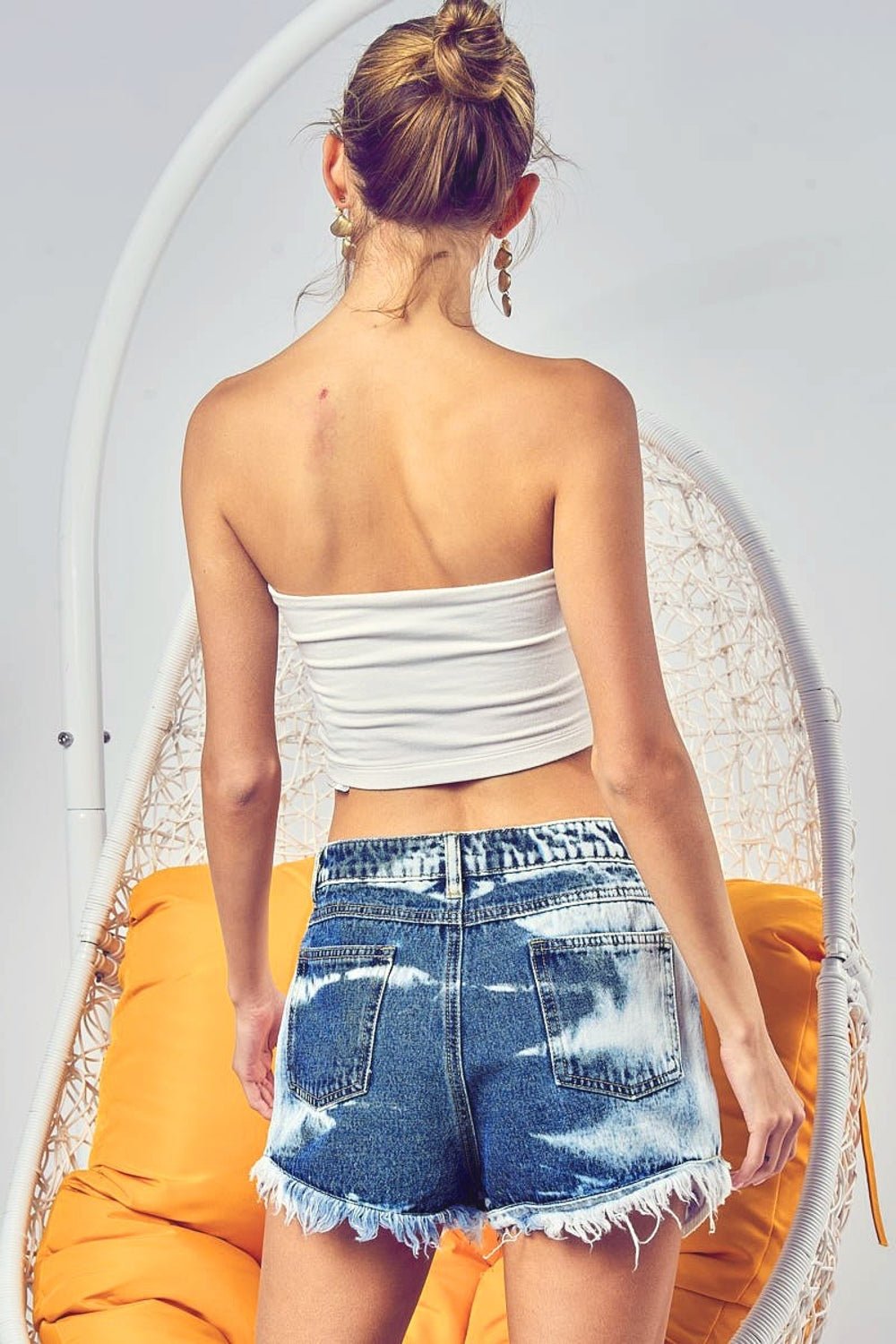 BiBi US Flag Theme Bleached Denim Shorts - Creative Designs by Shanny