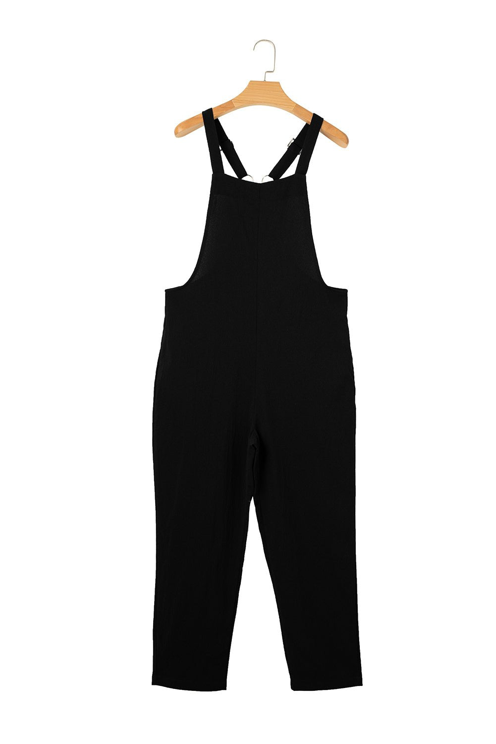 Black Adjustable Buckle Straps Cropped Jumpsuit - Creative Designs by Shanny