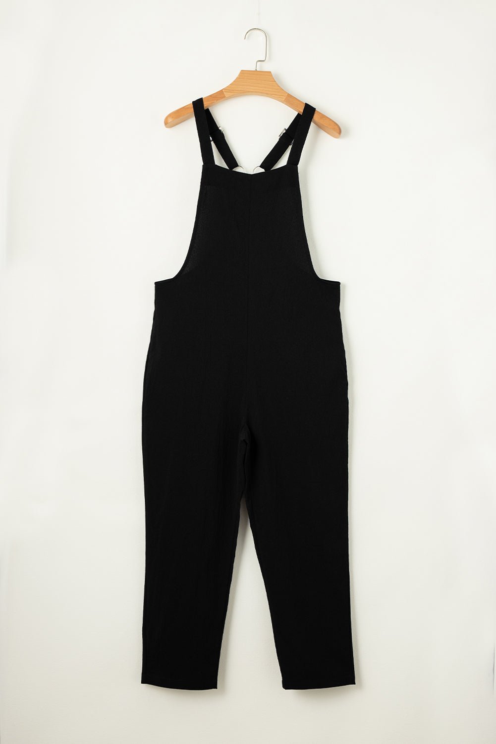 Black Adjustable Buckle Straps Cropped Jumpsuit - Creative Designs by Shanny