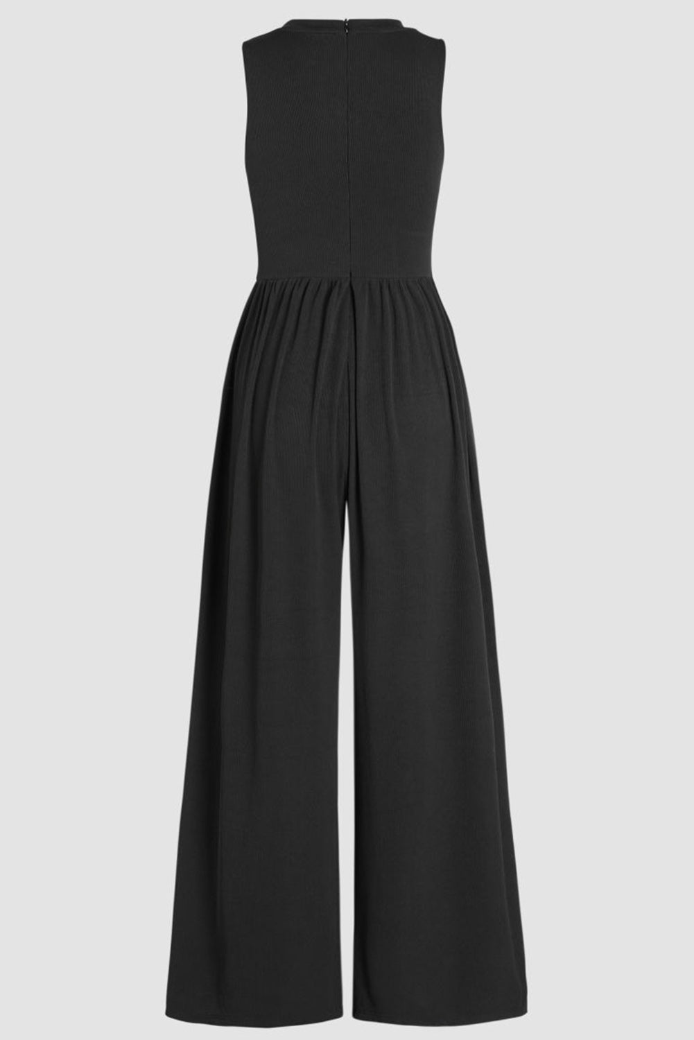 Black Cinched Waist Sleeveless Wide Leg Jumpsuit - Creative Designs by Shanny