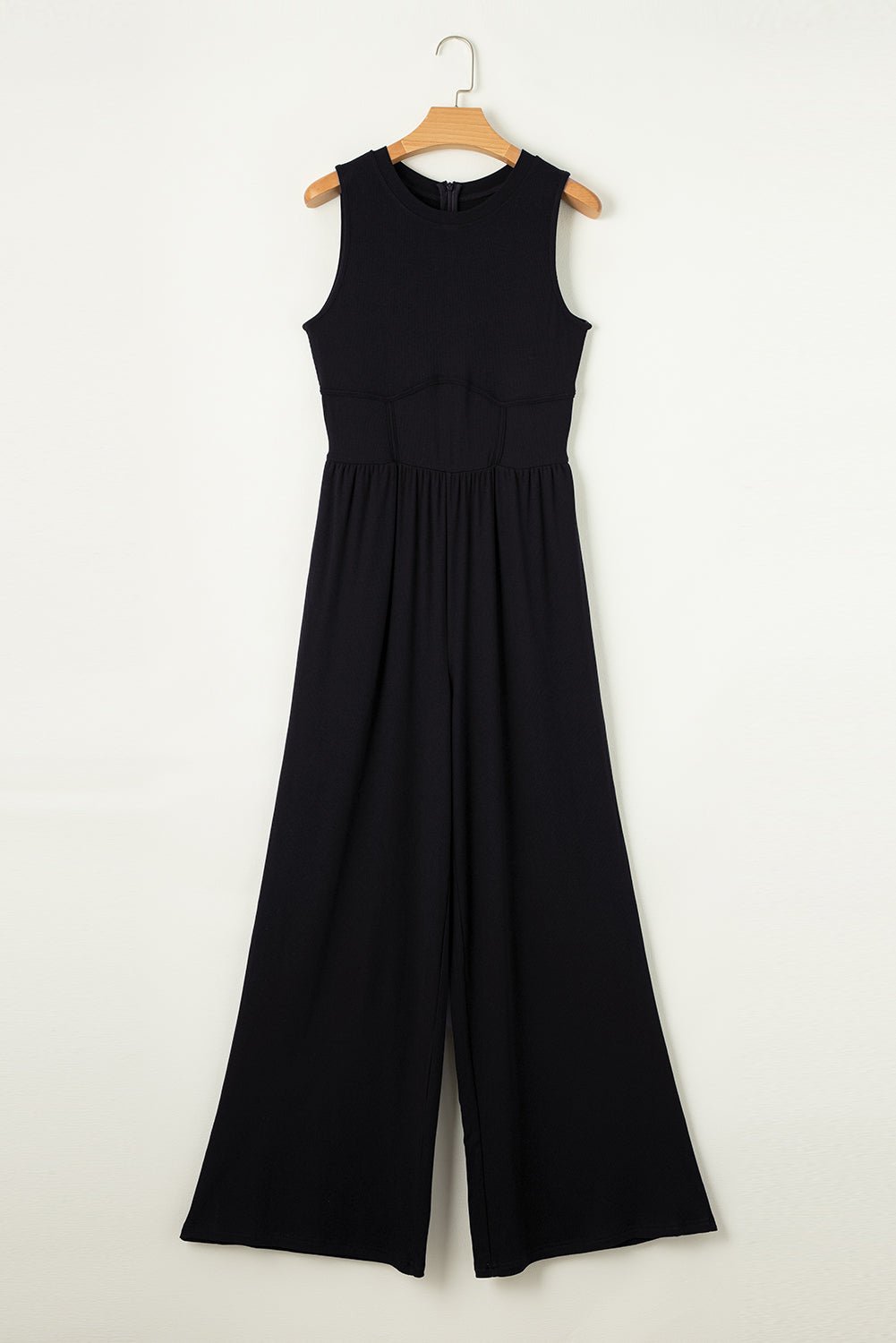 Black Cinched Waist Sleeveless Wide Leg Jumpsuit - Creative Designs by Shanny