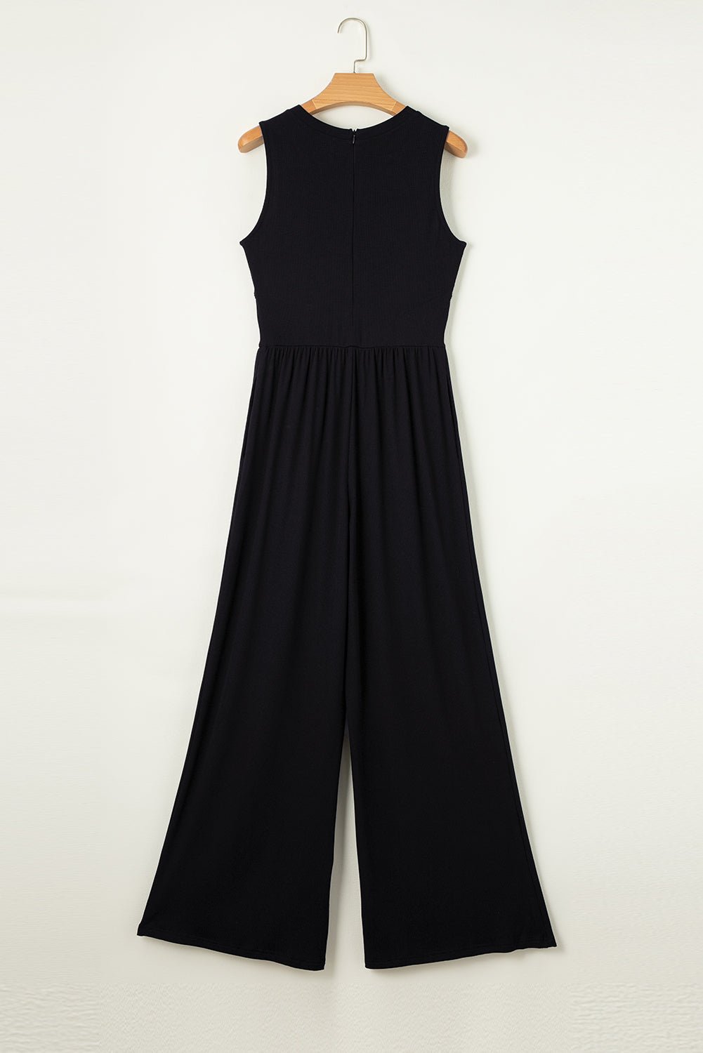 Black Cinched Waist Sleeveless Wide Leg Jumpsuit - Creative Designs by Shanny