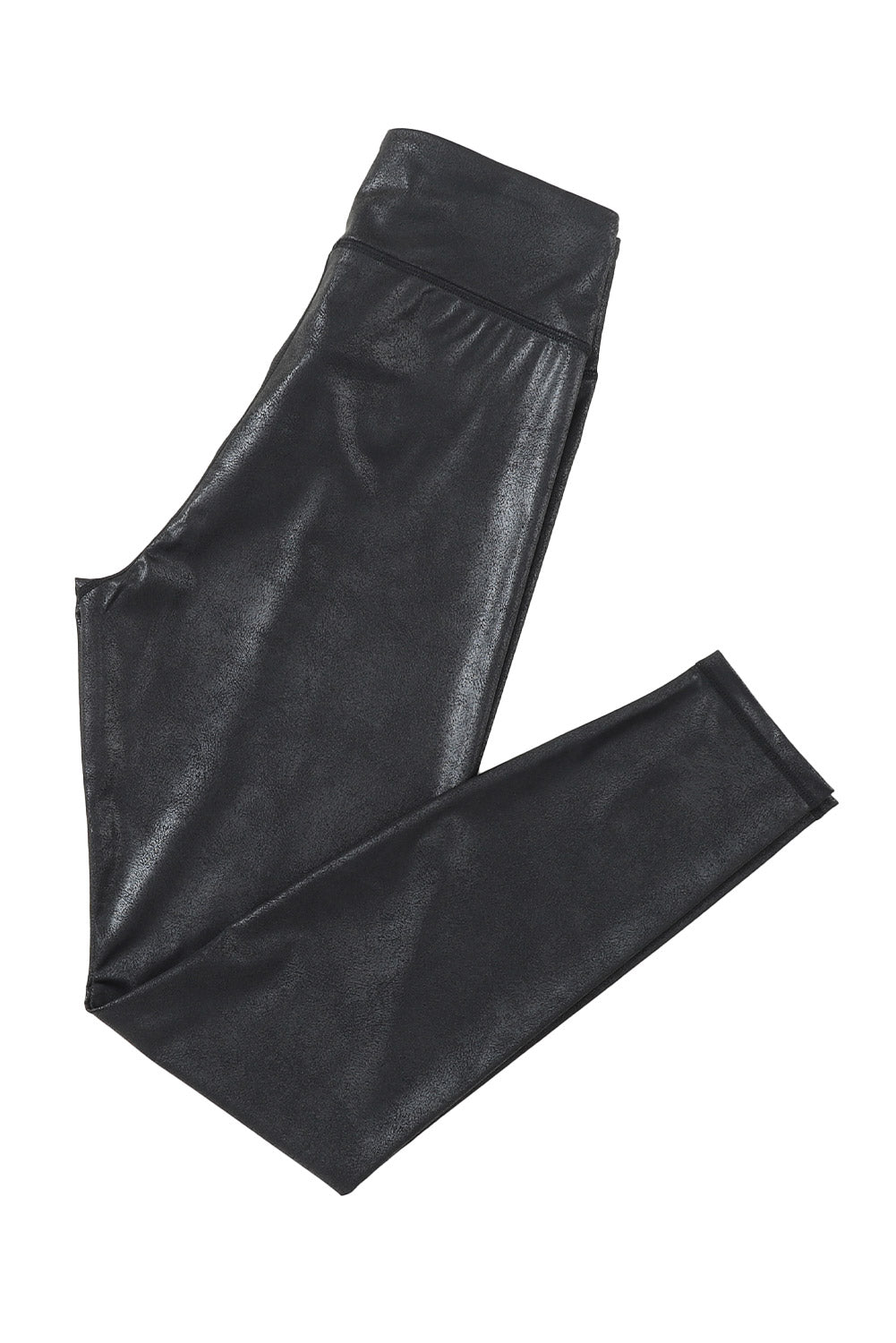 Black Crossed Dip Waist Sleek Leather Leggings - Creative Designs by Shanny