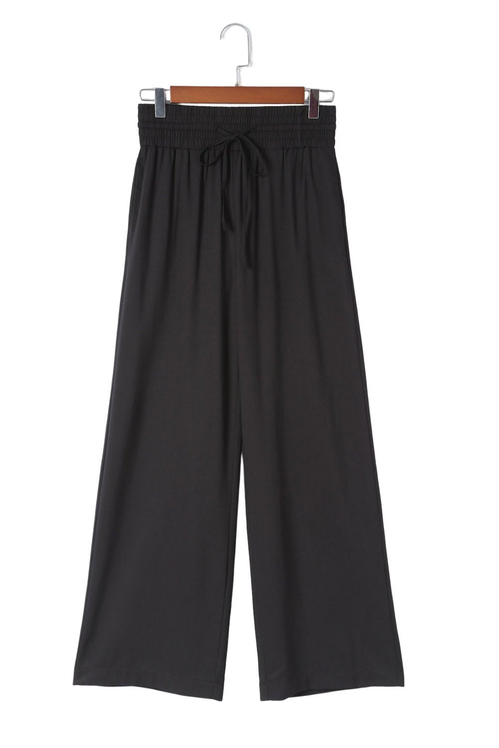 Black Drawstring Elastic Waist Casual Wide Leg Pants - Creative Designs by Shanny