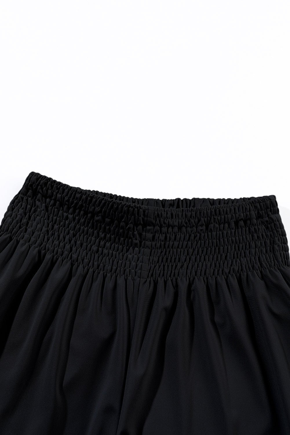 Black Pocketed Smocked High Waist Joggers - Creative Designs by Shanny