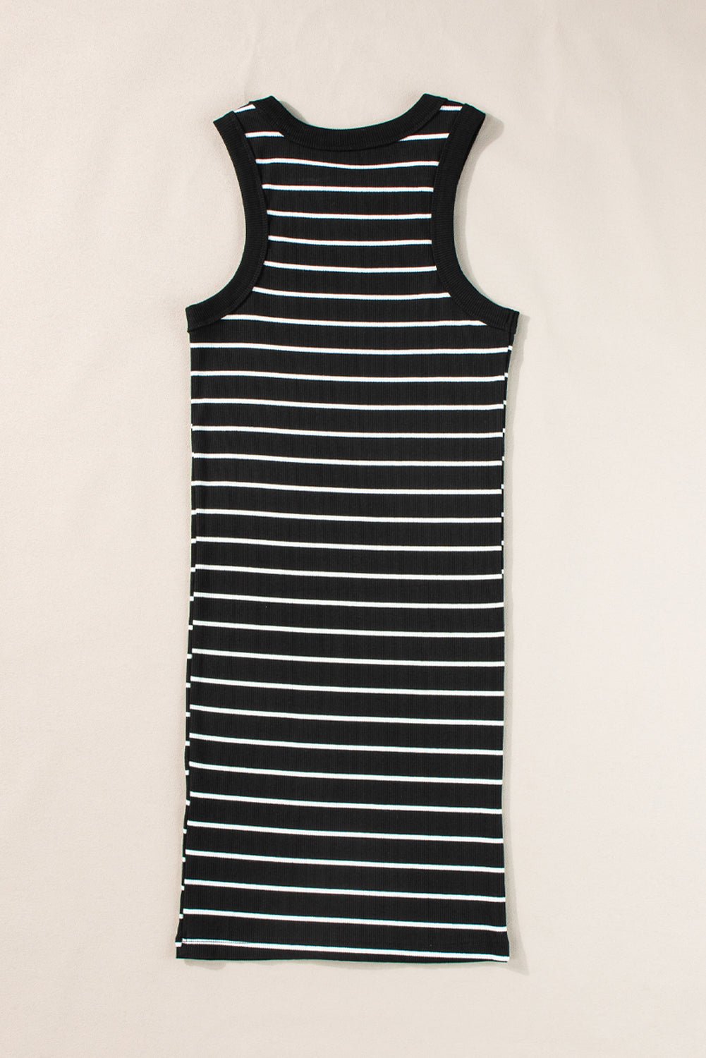 Black Stripe Ribbed Knit Tank Mini Dress - Creative Designs by Shanny