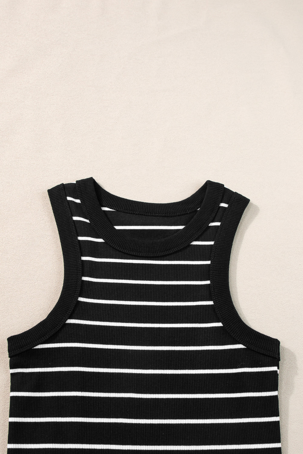 Black Stripe Ribbed Knit Tank Mini Dress - Creative Designs by Shanny