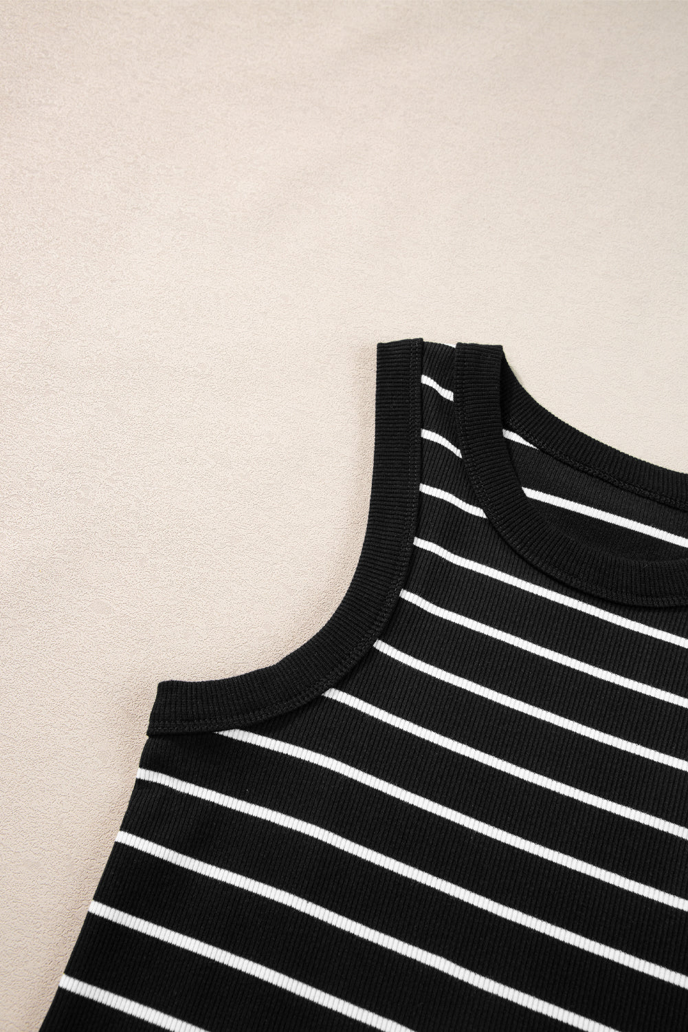 Black Stripe Ribbed Knit Tank Mini Dress - Creative Designs by Shanny