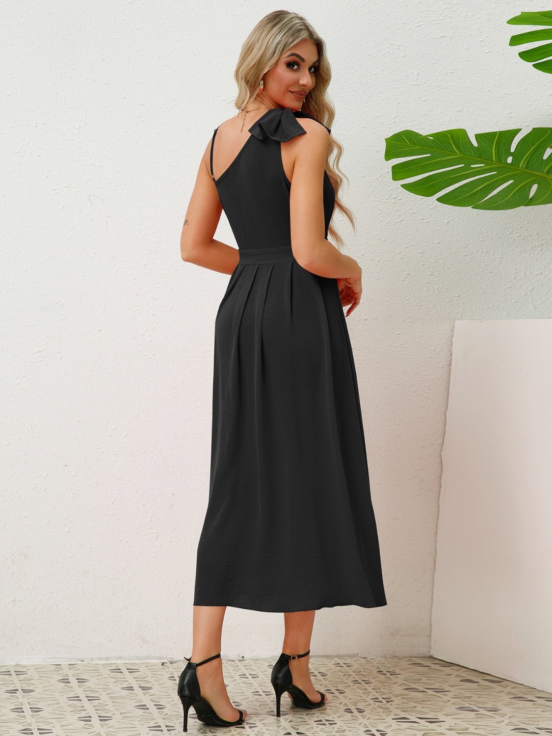 Bow Asymmetrical Neck Sleeveless Dress - Creative Designs by Shanny